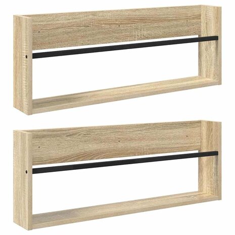 Tijdschriftenrek 2 pcs Sonoma Eiken 80 x 12 x 30 cm Bewerkt hout 2