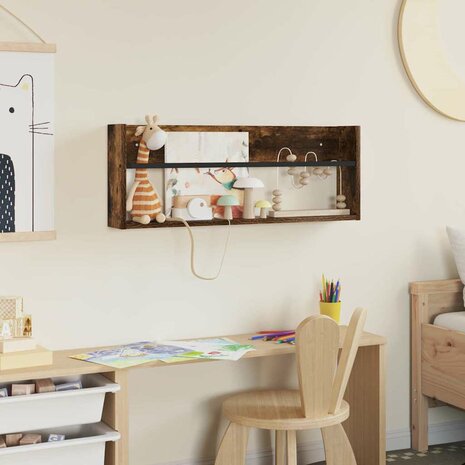 Tijdschriftenrek Gerookt eiken 80 x 12 x 30 cm Bewerkt hout 4