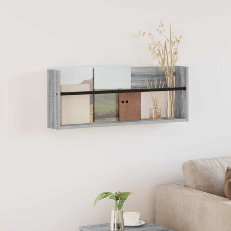 Tijdschriftenrek Grijs Sonoma 80 x 12 x 30 cm Bewerkt hout 1