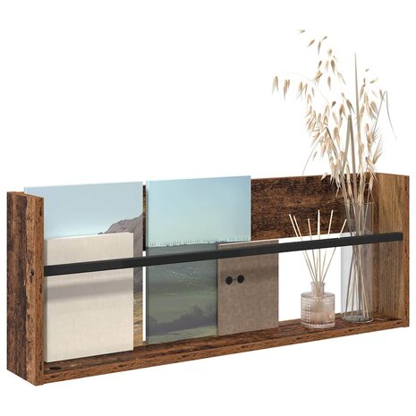 Tijdschriftenrek met plank Oudhout 80 x 12 x 30 cm Bewerkt hout 3