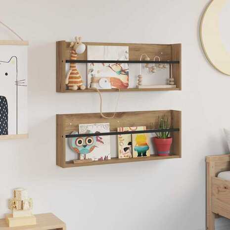 Tijdschriftenrek met plank 2 pcs Artisan Eiken 80 x 12 x 30 cm 4