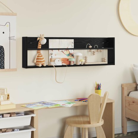 Tijdschriftenrek Zwart Eiken 100 x 12 x 30 cm Bewerkt hout 4