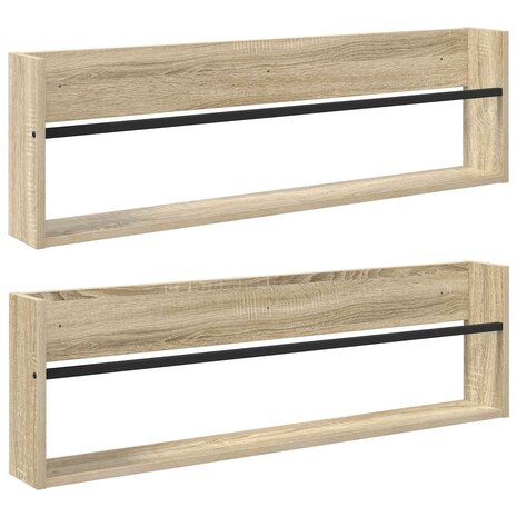 Tijdschriftenrek met plank 2 pcs Sonoma Eiken 100 x 12 x 30 cm 2