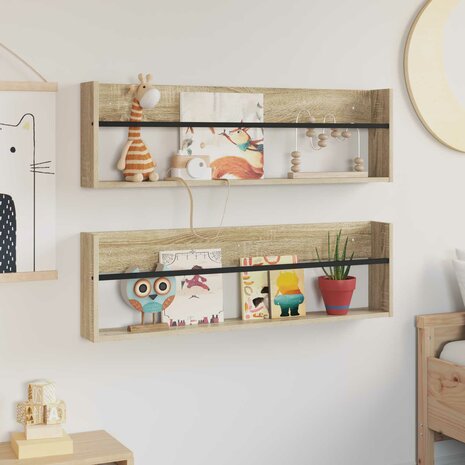 Tijdschriftenrek met plank 2 pcs Sonoma Eiken 100 x 12 x 30 cm 4
