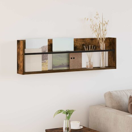 Tijdschriftenrek Gerookt eiken 100 x 12 x 30 cm Bewerkt hout 1