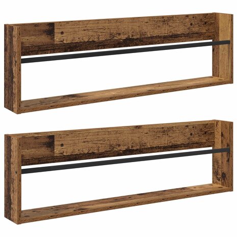 Tijdschriftenrek 2 pcs Oudhout 100 x 12 x 30 cm Bewerkt hout 2