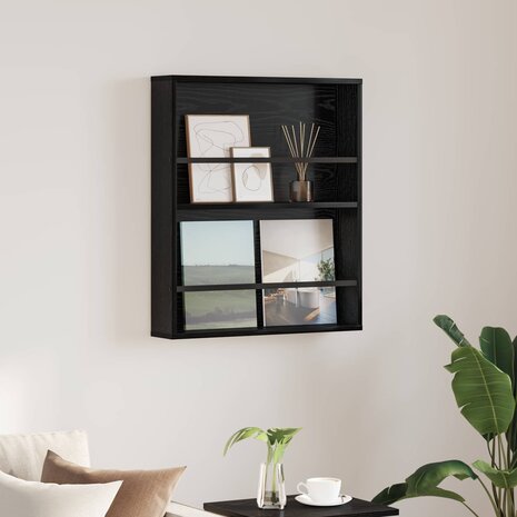 Tijdschriftenrek Zwart Eiken 60 x 12 x 70 cm Bewerkt hout 1