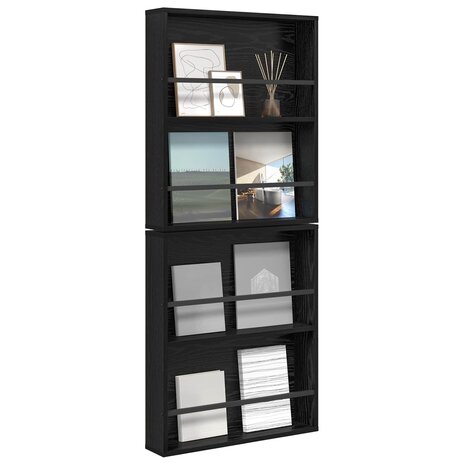 Tijdschriftenrek 2 pcs Zwart Eiken 60 x 12 x 70 cm Bewerkt hout 3
