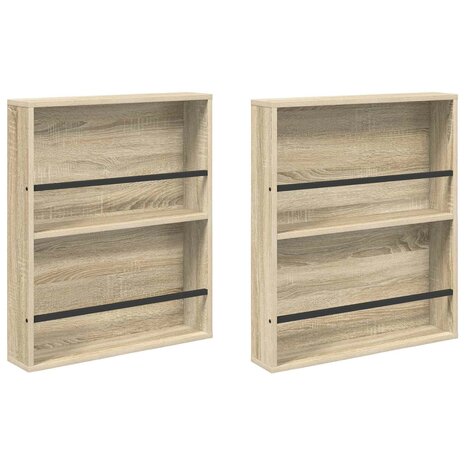 Tijdschriftenrek 2 pcs Sonoma Eiken 60 x 12 x 70 cm Bewerkt hout 2