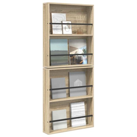 Tijdschriftenrek 2 pcs Sonoma Eiken 60 x 12 x 70 cm Bewerkt hout 3
