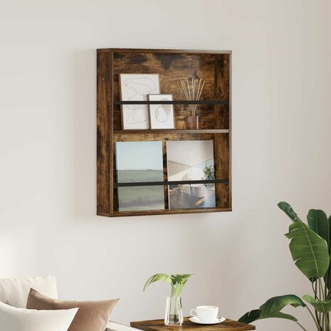 Tijdschriftenrek Gerookt eiken 60 x 12 x 70 cm Bewerkt hout 1