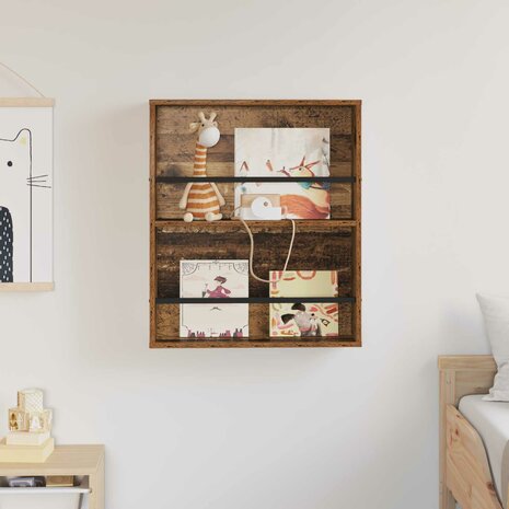 Tijdschriftenrek met plank Oudhout 60 x 12 x 70 cm Bewerkt hout 4