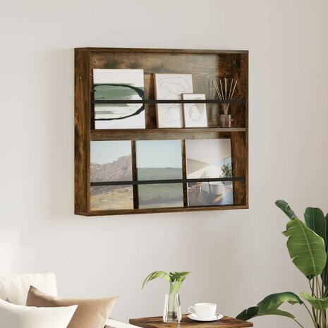 Tijdschriftenrek Gerookt eiken 80 x 12 x 70 cm Bewerkt hout 1