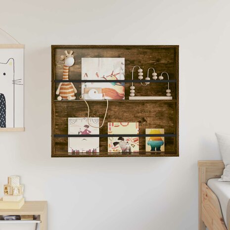 Tijdschriftenrek Gerookt eiken 80 x 12 x 70 cm Bewerkt hout 4