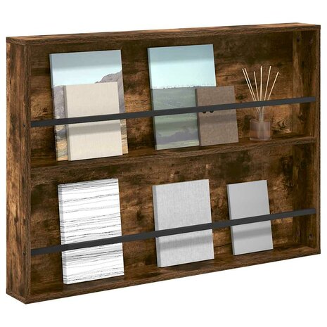Tijdschriftenrek Gerookt eiken 100 x 12 x 70 cm Bewerkt hout 3