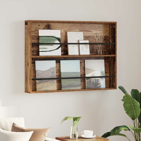 Tijdschriftenrek met plank Oudhout 100 x 12 x 70 cm Bewerkt hout 1