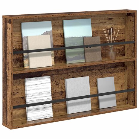 Tijdschriftenrek met plank Oudhout 100 x 12 x 70 cm Bewerkt hout 3