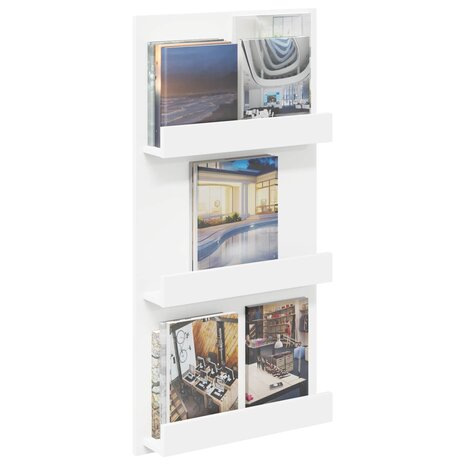 Tijdschriftenrek met plank Wit 51 x 11 x 102 cm Bewerkt hout 3