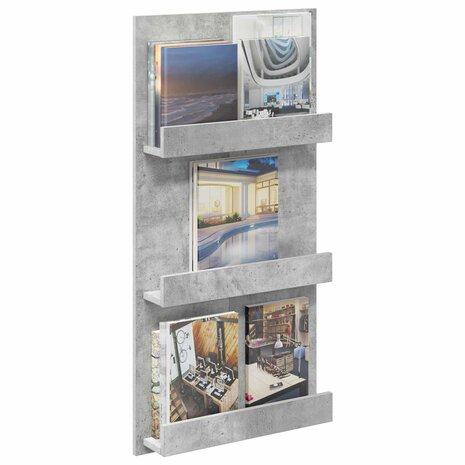Tijdschriftenrek Beton Grijs 51 x 11 x 102 cm Bewerkt hout 3