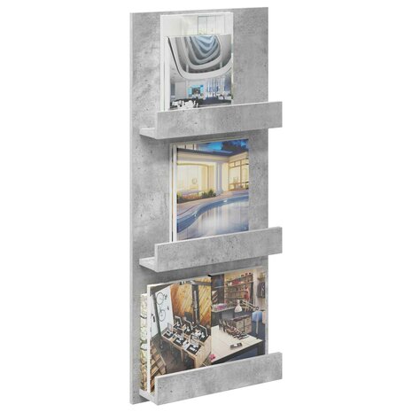 Tijdschriftenrek Beton Grijs 43 x 11 x 102 cm Bewerkt hout 3