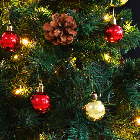 Kunstkerstboom met verlichting en kerstballen 150 cm groen 9