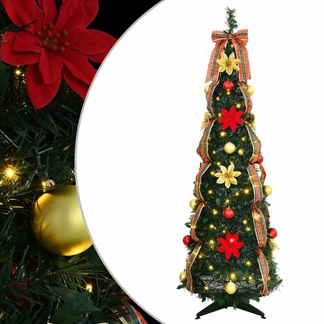 Kunstkerstboom met 100 LED met standaard Groen 155 cm PVC 2