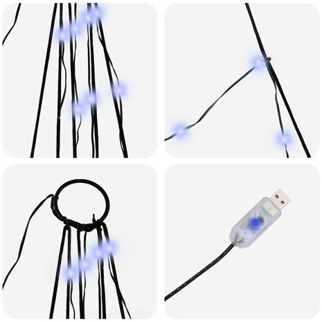 Kunstkerstboom met Grondspiesjes met 168 LED Blauw 306 cm Metaal 7