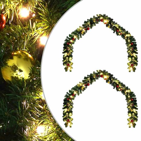 Kerstkrans met 600 LED 2 pcs Groen PVC 1