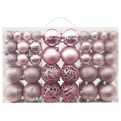 100-delige Kerstballenset roze 2