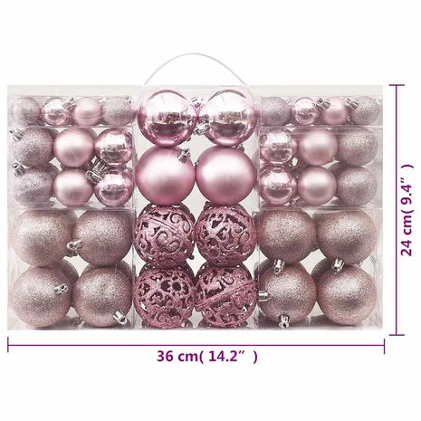 100-delige Kerstballenset roze 6