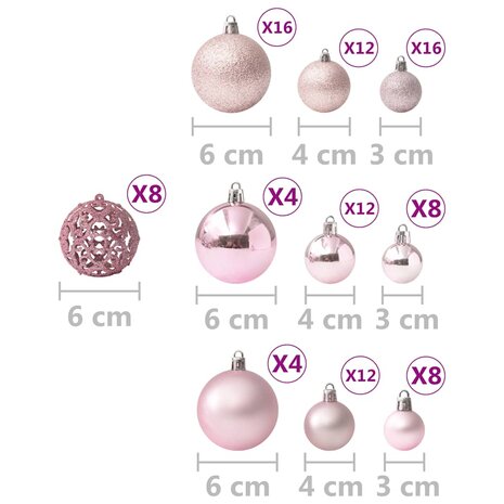 100-delige Kerstballenset roze 9