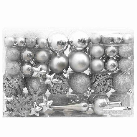111-delige Kerstballenset polystyreen zilverkleurig 2