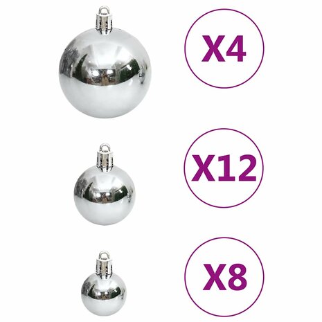 111-delige Kerstballenset polystyreen zilverkleurig 6