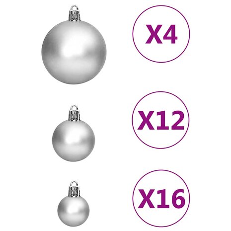 111-delige Kerstballenset polystyreen zilverkleurig 7