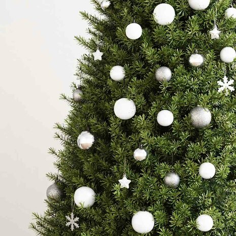 111-delige Kerstballenset polystyreen wit en grijs 3