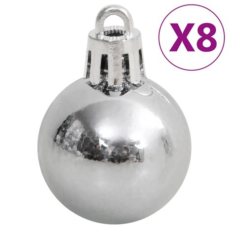 111-delige Kerstballenset polystyreen wit en grijs 5