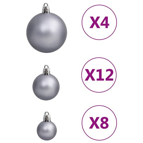 111-delige Kerstballenset polystyreen wit en grijs 7