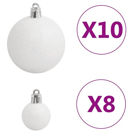 111-delige Kerstballenset polystyreen wit en grijs 9