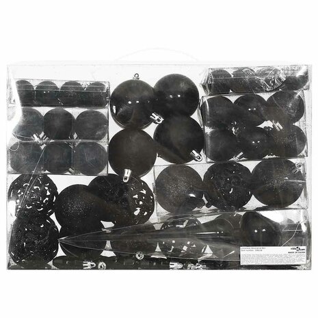 111-delige Kerstballenset polystyreen zwart 2