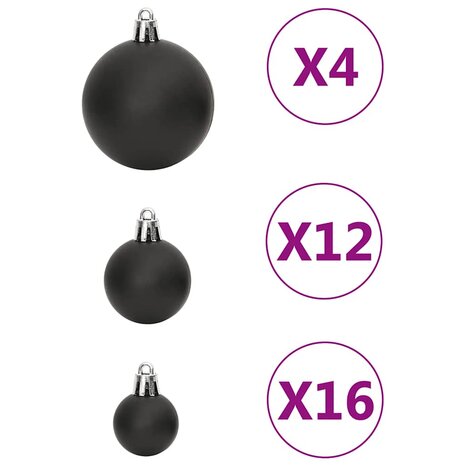111-delige Kerstballenset polystyreen zwart 5