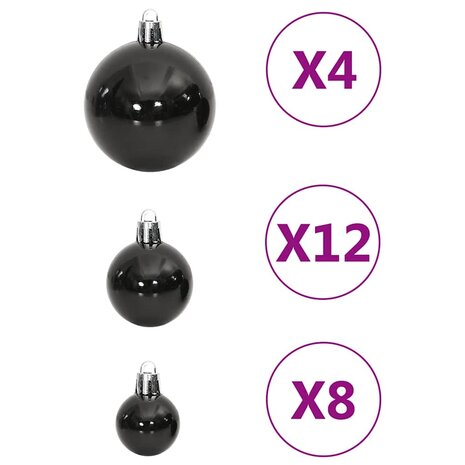 111-delige Kerstballenset polystyreen zwart 6