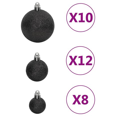 111-delige Kerstballenset polystyreen zwart 7