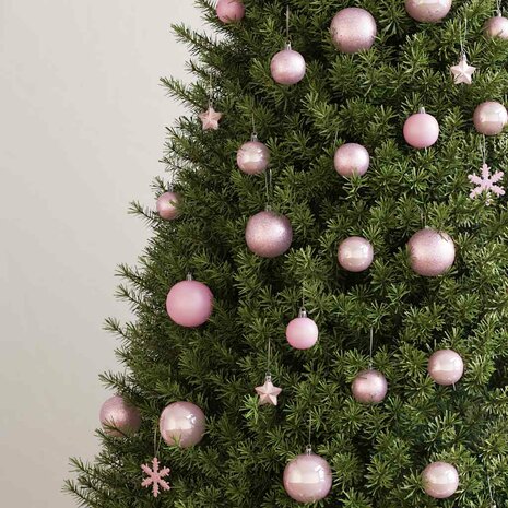111-delige Kerstballenset polystyreen roze 2