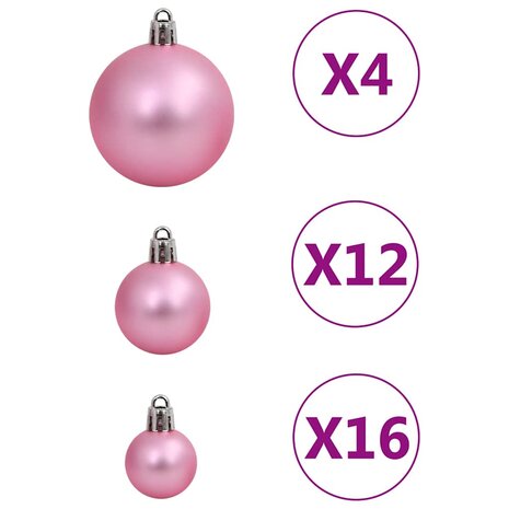 111-delige Kerstballenset polystyreen roze 4