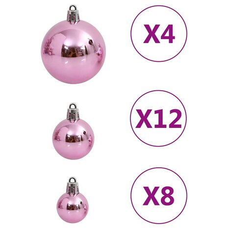 111-delige Kerstballenset polystyreen roze 5