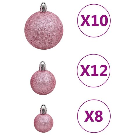 111-delige Kerstballenset polystyreen roze 6