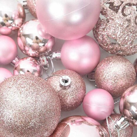 111-delige Kerstballenset polystyreen roze 9