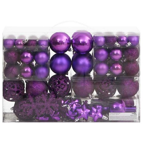 111-delige Kerstballenset polystyreen paars 2