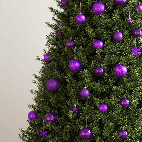 111-delige Kerstballenset polystyreen paars 3