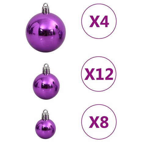 111-delige Kerstballenset polystyreen paars 6